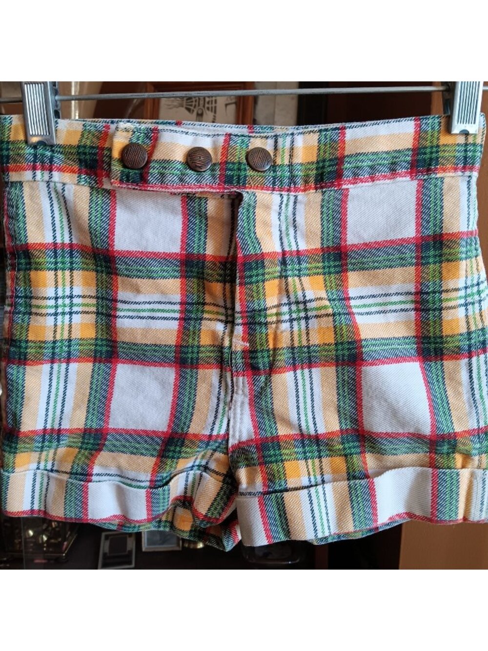 True Vintage Girls Shorts 8 23W 1970's Denim Plaid